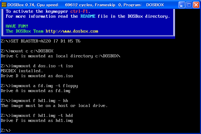 DOS版JW_CADのハードディスクイメージファイル(hd1.img)をマウント