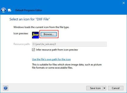 Select an icon for 'DXF File'